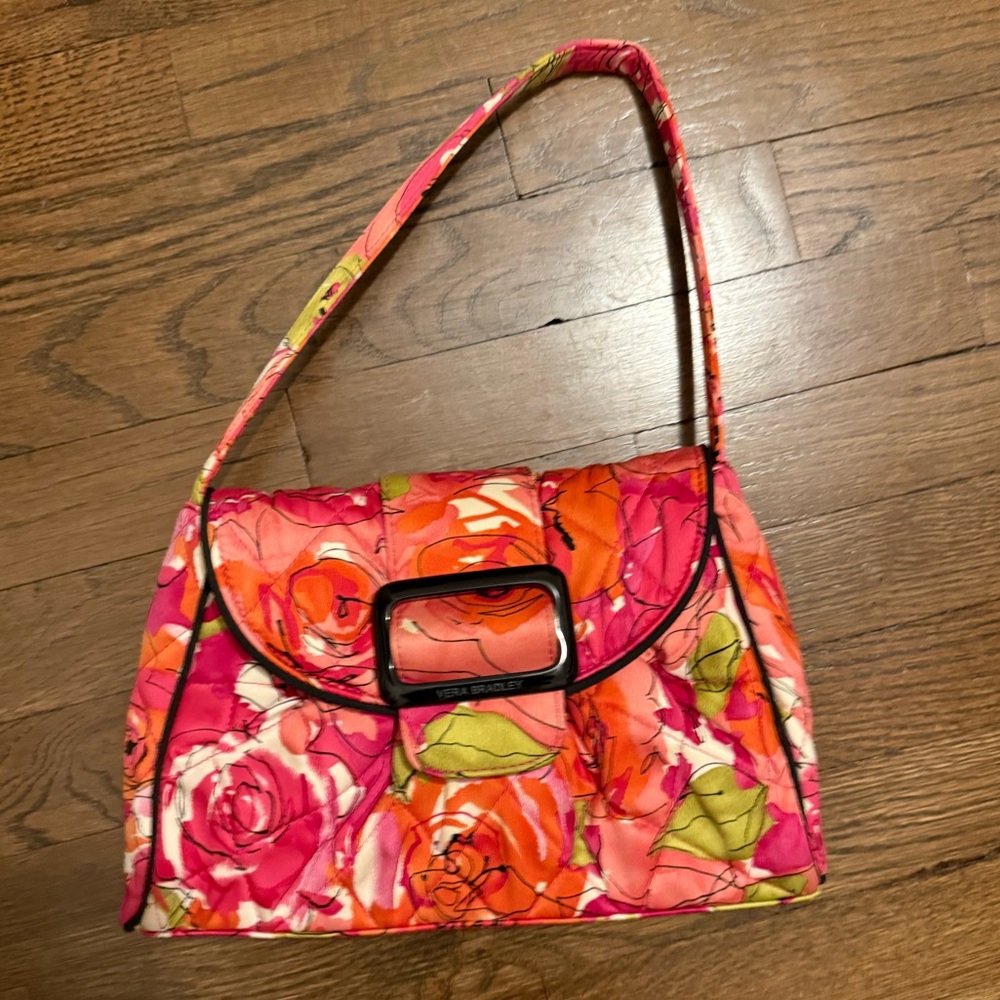 Vera Bradley Rare ELEANOR ROSE Classic Handbag/Clutch Purse 11”x 7”x 2”